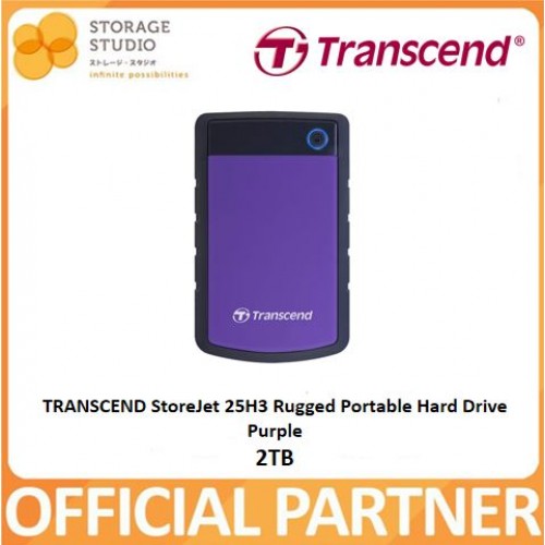 TRANSCEND StoreJet 25H3 Rugged Portable Hard Drive Purple 2TB